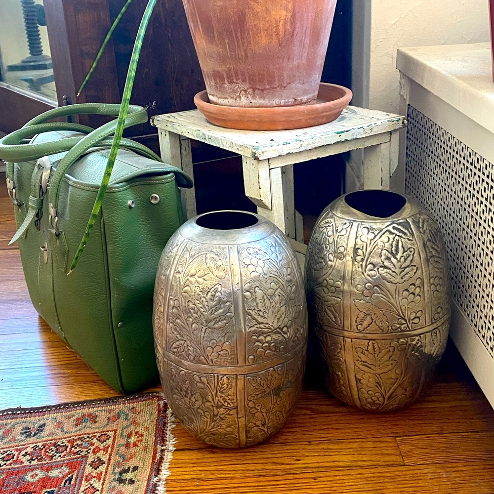 Vintage tin urns